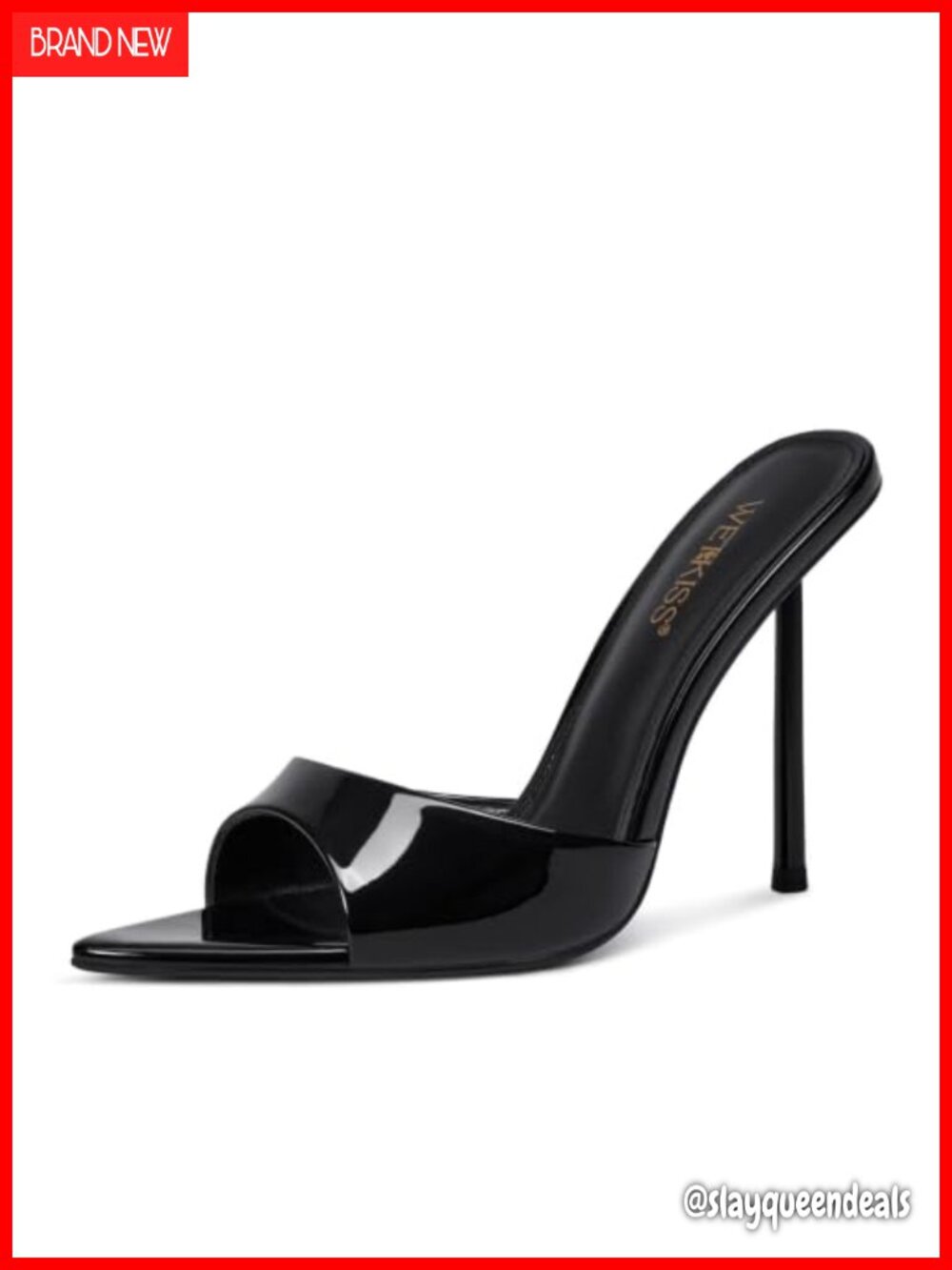 Women's Faux Leather Stiletto Mules Pointed Open Toe High Heels